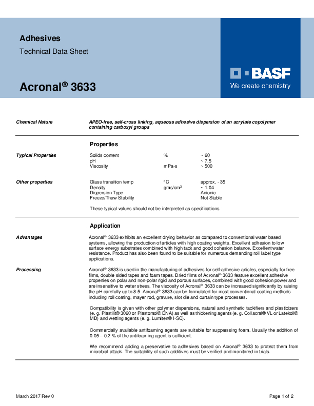 ACRONAL 3633 Na BASF