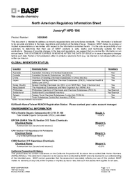 Thumbnail of document Regulatory information sheet - JONCRYL® HPD 196