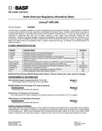 Thumbnail of document Regulatory information sheet - JONCRYL® HPD 296