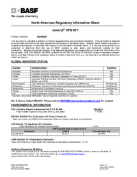 Thumbnail of document Regulatory information sheet - JONCRYL® HPD 671