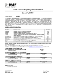 Thumbnail of document Regulatory information sheet - JONCRYL® LMV 7040