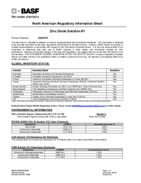 Thumbnail of document Regulatory information sheet - Zinc Oxide Solution No.1
