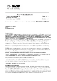 Thumbnail of document Food contact statement - ACRONAL® 3727 X