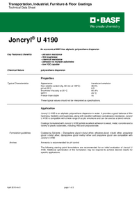 Thumbnail of document Technical datasheet - JONCRYL® U 4190