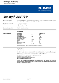 Thumbnail of document Technical datasheet - JONCRYL® LMV 7014