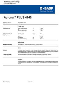 Thumbnail of document Technical datasheet - ACRONAL® PLUS 4240