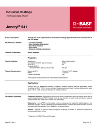 Thumbnail of document Technical datasheet - JONCRYL® 541