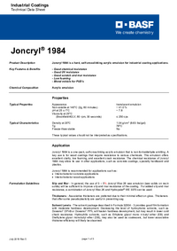 Thumbnail of document Technical datasheet - JONCRYL® 1984