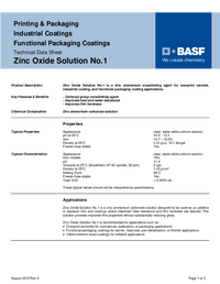 Thumbnail of document Technical datasheet -  Zinc Oxide Solution No 1