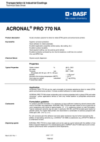 Thumbnail of document Technical datasheet - ACRONAL® PRO 770 na