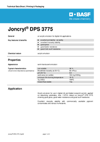 Thumbnail of document Technical datasheet - JONCRYL® DPS 3775