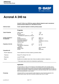 Thumbnail of document Technical datasheet - ACRONAL® A 240 NA