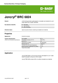 Thumbnail of document Technical datasheet - JONCRYL® BRC 6824