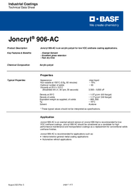Thumbnail of document Technical datasheet - JONCRYL® 906 AC