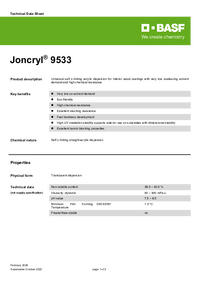 Thumbnail of document Technical datasheet - JONCRYL® 9533
