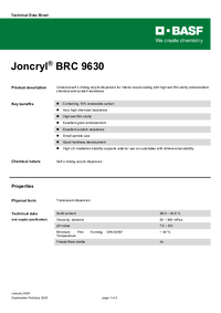 Thumbnail of document Technical datasheet - JONCRYL® BRC 9630