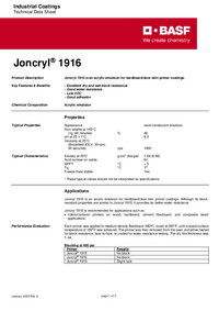 Thumbnail of document Technical datasheet - JONCRYL® 1916