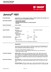 Thumbnail of document Technical datasheet - JONCRYL® 1921