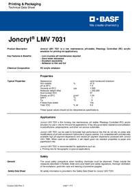 Thumbnail of document Technical datasheet - JONCRYL® LMV 7031