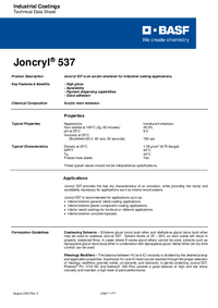 Thumbnail of document Technical datasheet - JONCRYL® 537