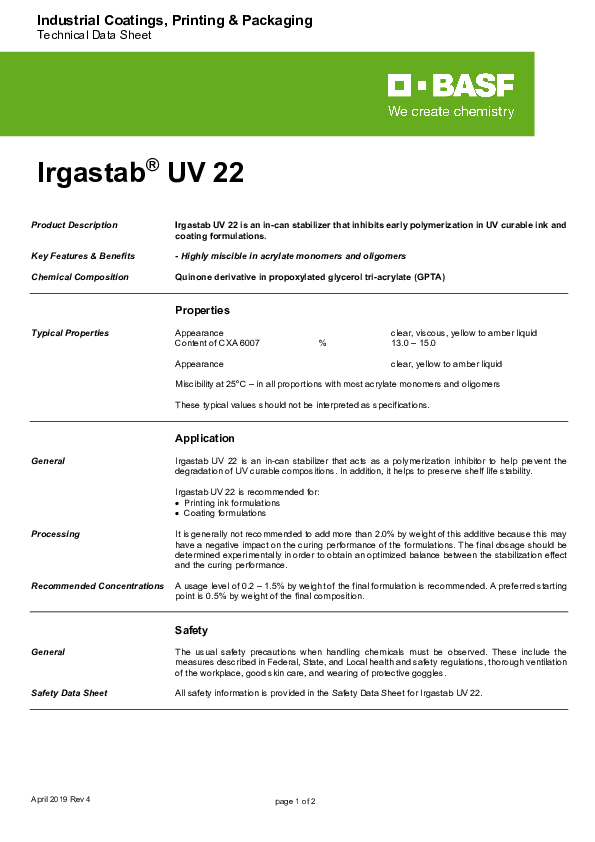 IRGASTAB® UV 22 BASF