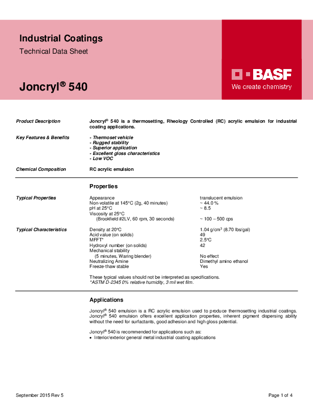 JONCRYL® 540 | BASF